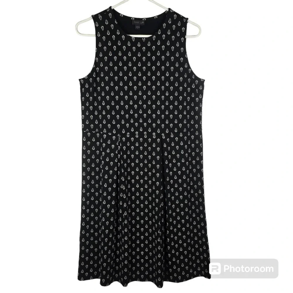 NWOT J. Jill Wearever Collection Black and White Sleeveless Dress Size Small